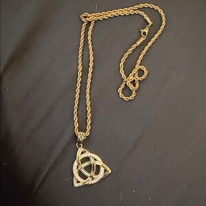 Intricate Gold Knot Pendant Necklace